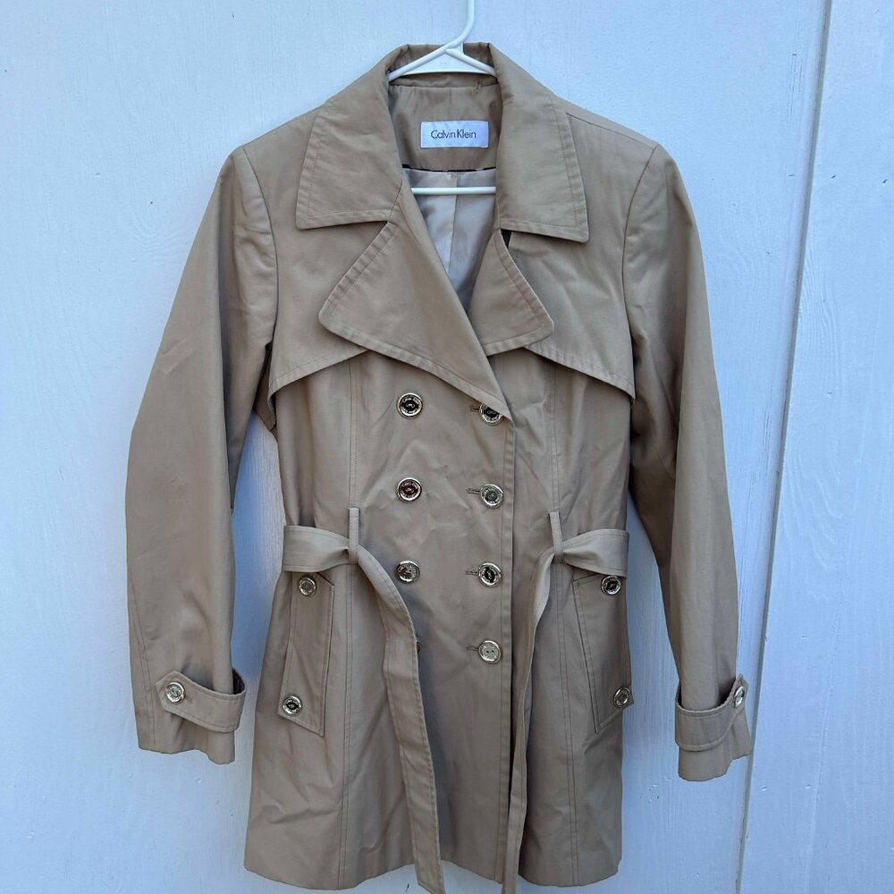 Calvin Klein Double-Breasted Belted Trench Coat (2017)
